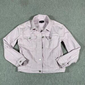 J.Crew Jeans Jacket Womens XXS Lavender Pink Denim Trucker Button Front Stretch